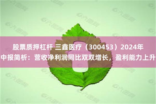 股票质押杠杆 三鑫医疗（300453）2024年中报简析：营收净利润同比双双增长，盈利能力上升